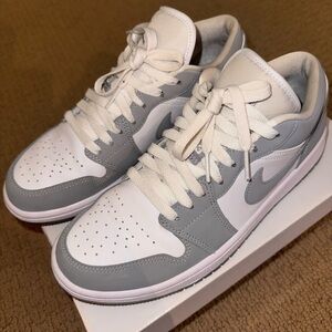 Gray and White Low-Top Sneakers